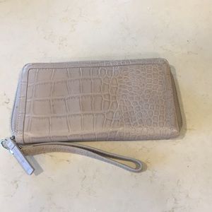 Halogen crock leather clutch/ wristlet